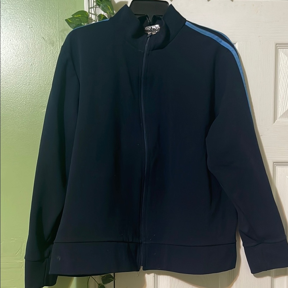 Navy Blue Track Jacket with Blue Stripe